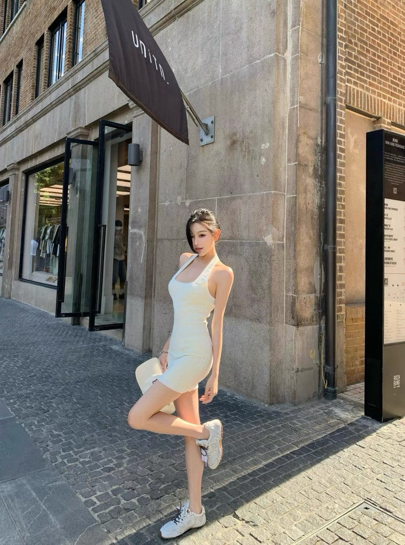 25Aug. 高級貴婦仿鱷魚皮紋工字背心/連身裙 白