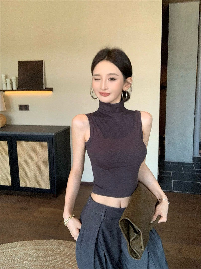 May. 個性簡約半高領純色背心 新款西裝休閒長褲 灰