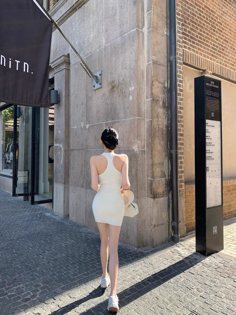 25Aug. 高級貴婦仿鱷魚皮紋工字背心/連身裙 白