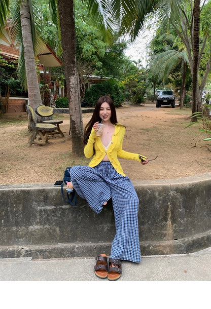 Mar. 早春甜心 Jennie香香同款招財黃針織背心開衫兩件組 黃