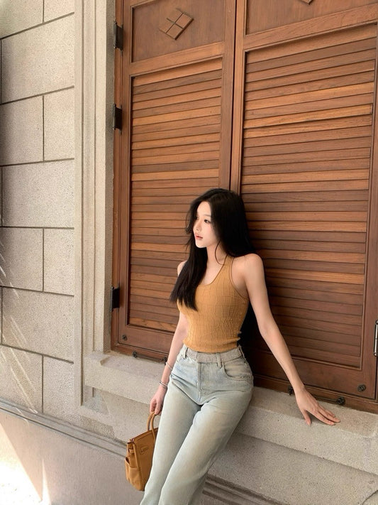 25Aug. 高級貴婦仿鱷魚皮紋工字背心/連身裙 咖