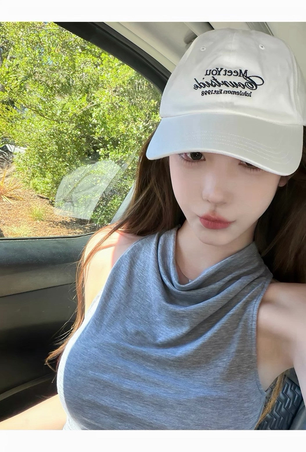 26May. 白枝茉莉 蘯領萊賽爾彈力美背背心 藍/灰