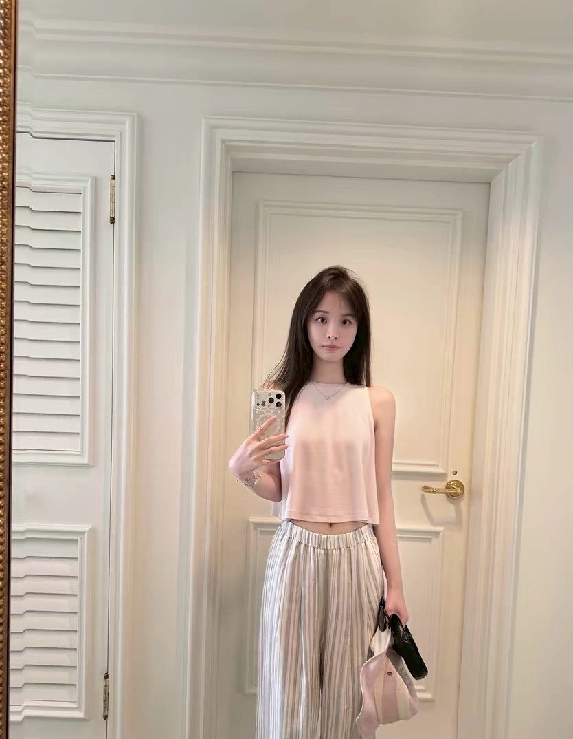 26Jun. 美式慵懶 圓領工字純色背心 粉/白/黑