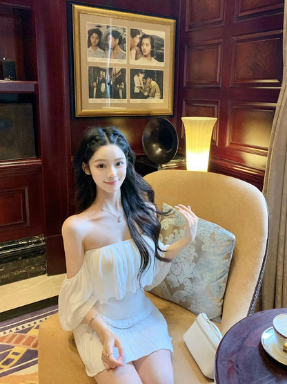 26Apr. 韓女氣質荷葉一字領2穿上衣 粉/杏/咖