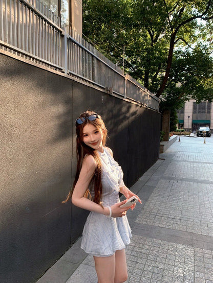 25Aug. 蒂絲學姐條紋修身收腰背心短褲套裝