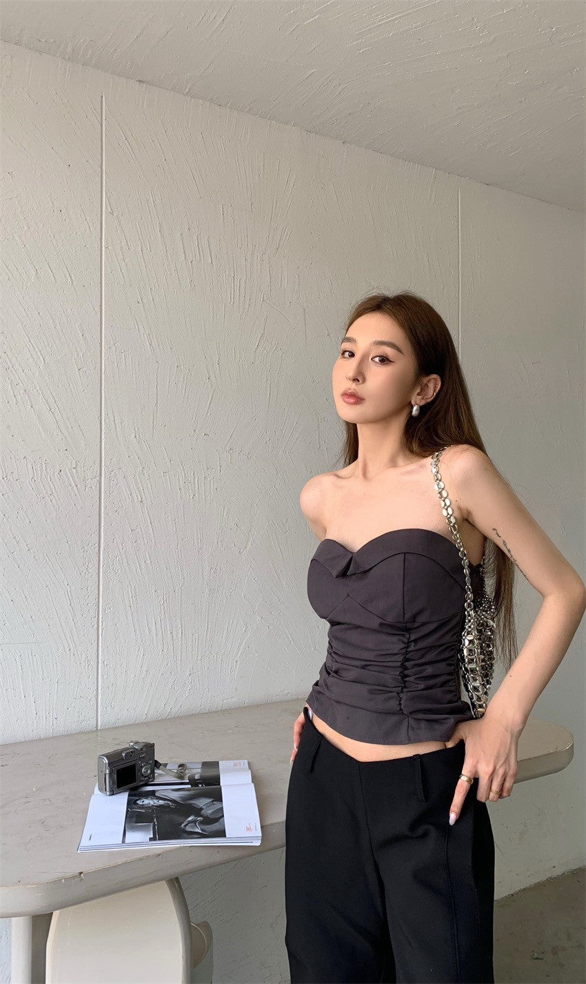 25Jul. 高級西裝修身抹胸（帶胸墊）灰