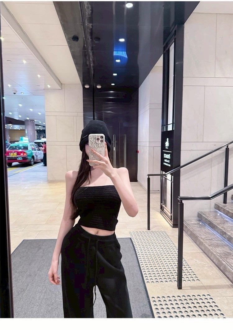 25Dec. 美式辣妹粗針百搭彈力抹胸 黑