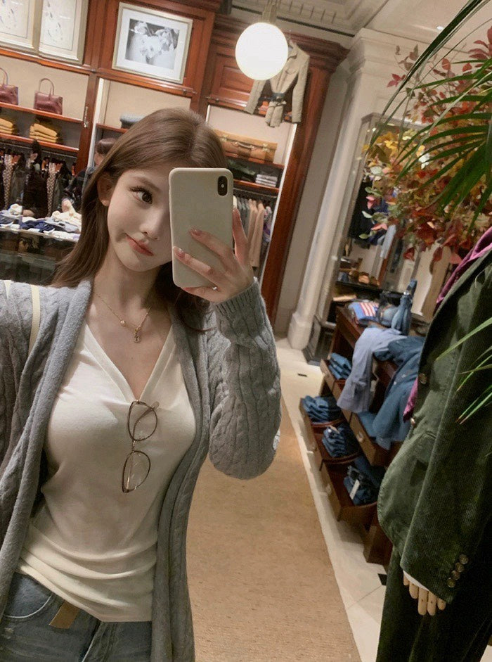 25Nov. 針織Sofe哲學百搭麻花針織開衫 灰