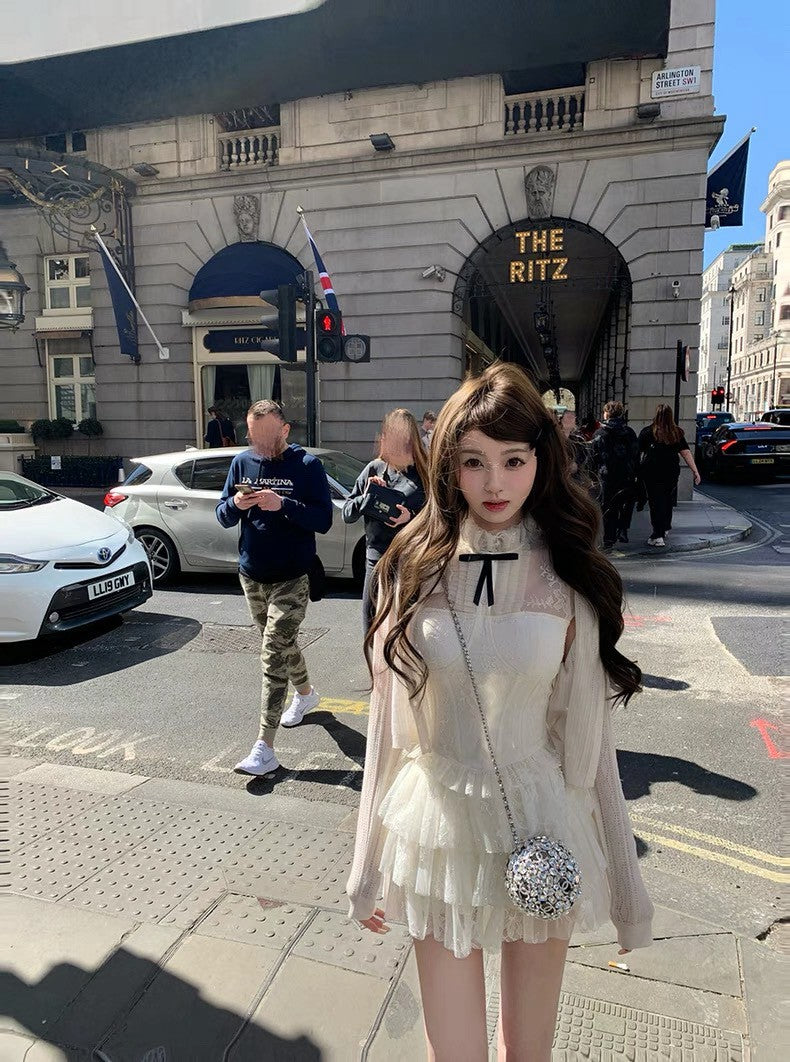 Jun. 法式公主 復古氣質蕾絲蛋糕裙套裝