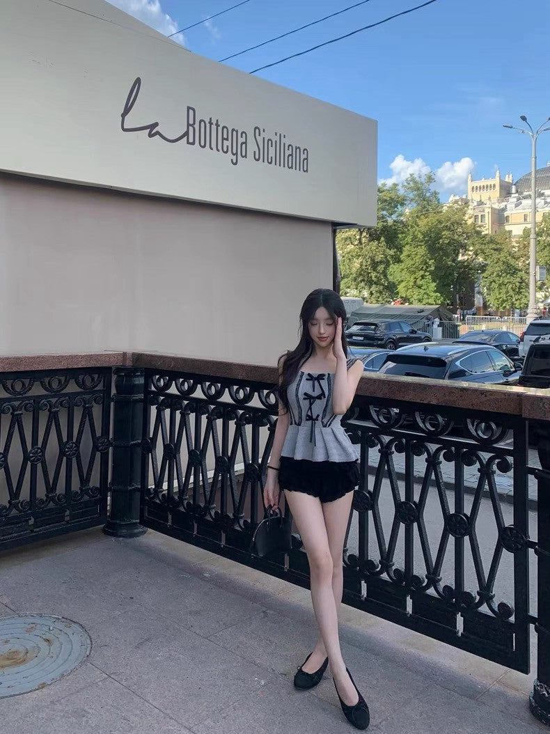 25Aug. valentine針織蝴蝶結蕾絲背心