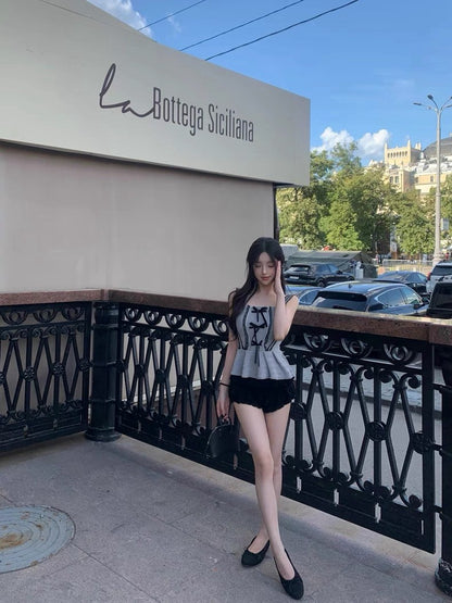 25Aug. valentine針織蝴蝶結蕾絲背心