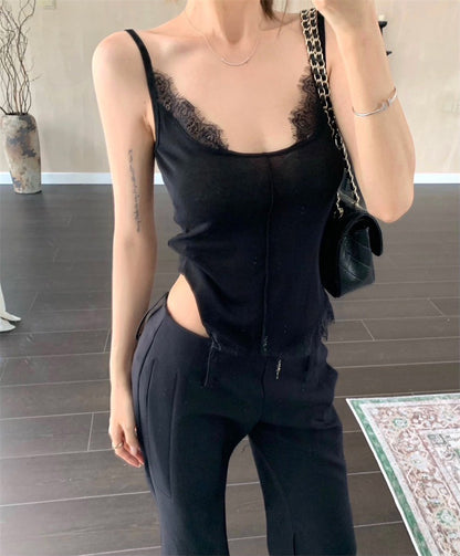 Jun. 女明星私服蕾絲背心 黑（加購價）