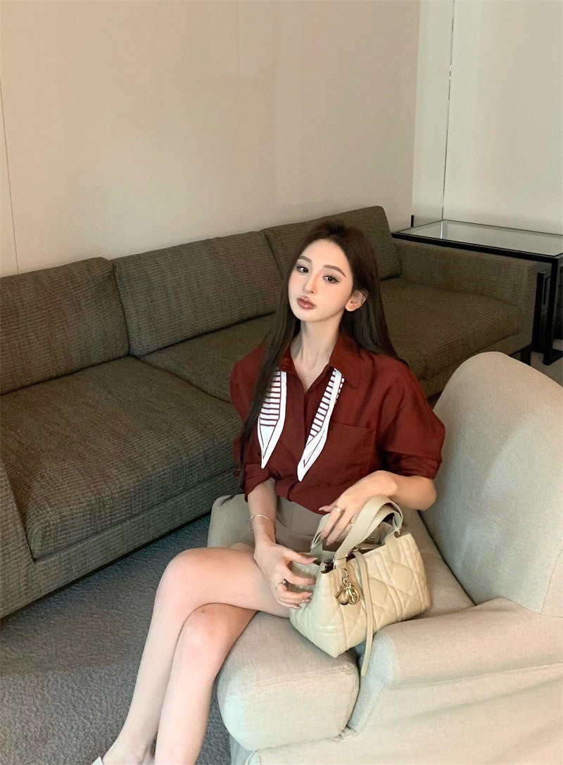 Sep. 酒紅浪漫 簡約復古通勤襯衫上衣