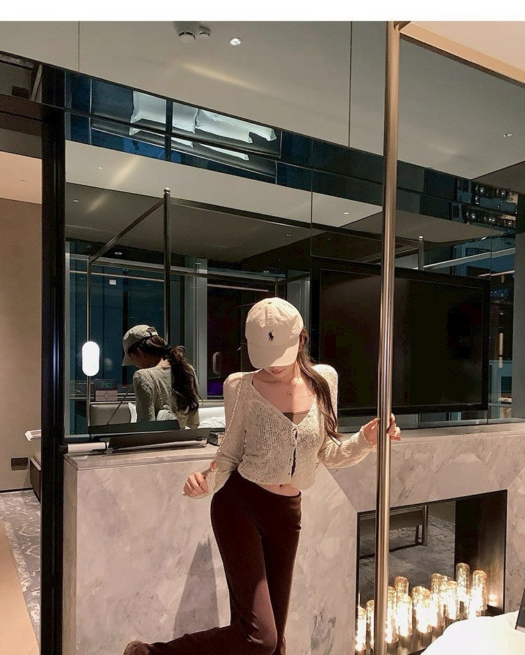 25Oct. 柔焦慮鏡 顯白溫柔色系針織短褲開衫 杏