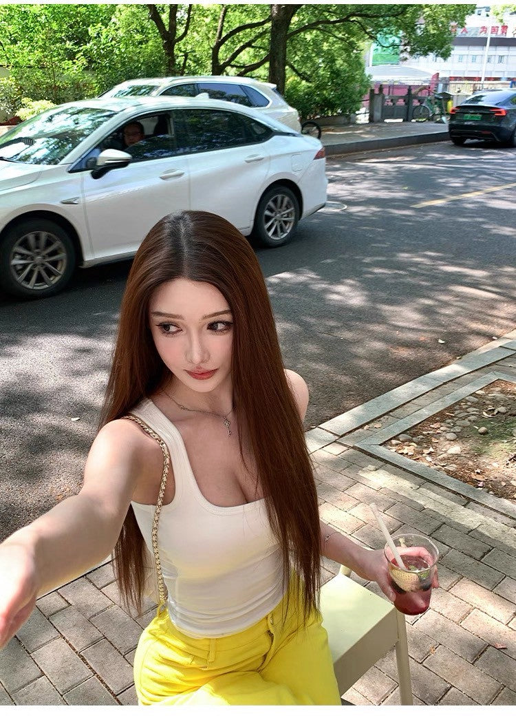 25Jul. 韓漫身材 修身純欲帶胸墊背心 白