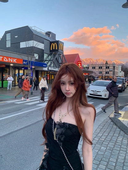 26Apr. 捕夢少女 少女層次感花紗抹胸套裝 黑