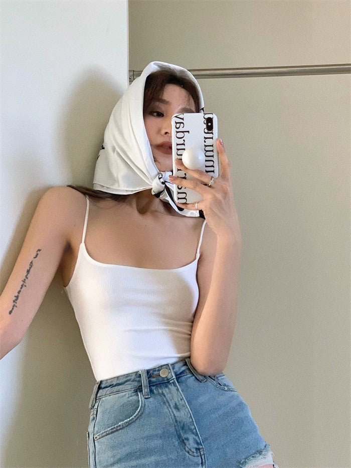 25Jul. 基礎版型 超好搭歐美低領螺紋背心 白/黃