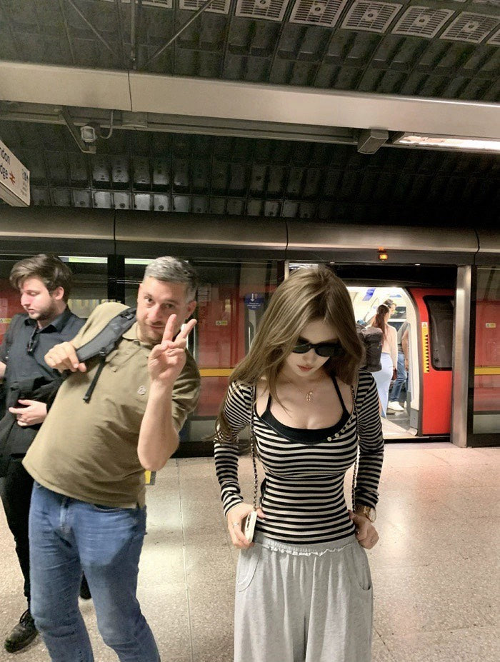 25Nov. 慵懶休閒桃心疊穿上衣 條紋