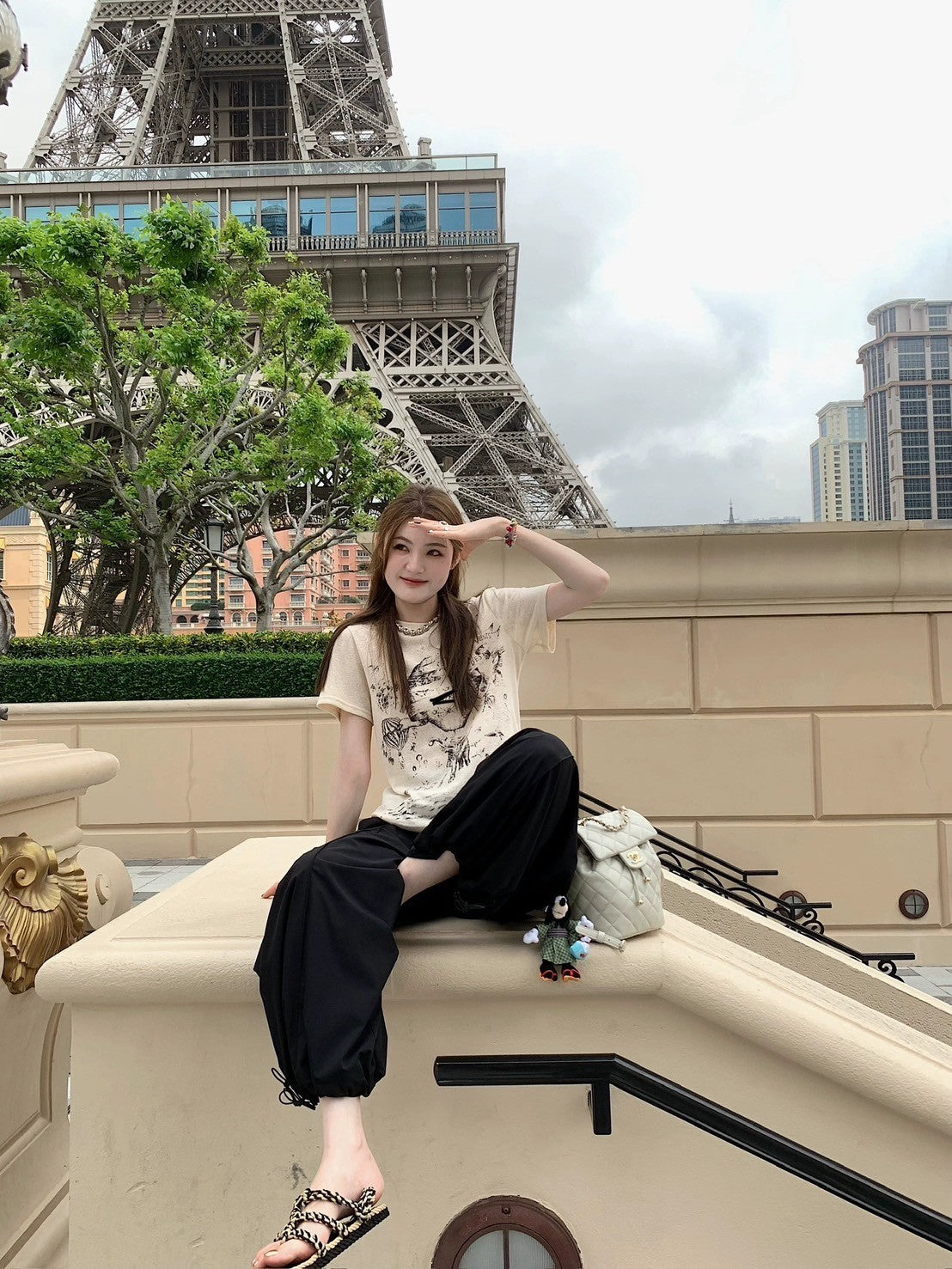 Aug. 私服 雪花棉親膚柔軟Di*r圖案印花上衣