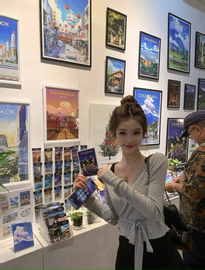 26Feb. coquette系!美學嬌俏芭蕾綁帶針織開衫6色 淺卡其/灰/黑