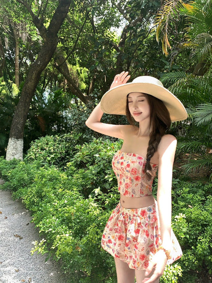 25Aug. 黛西花園 彩繪花魚骨抹胸花苞裙套裝