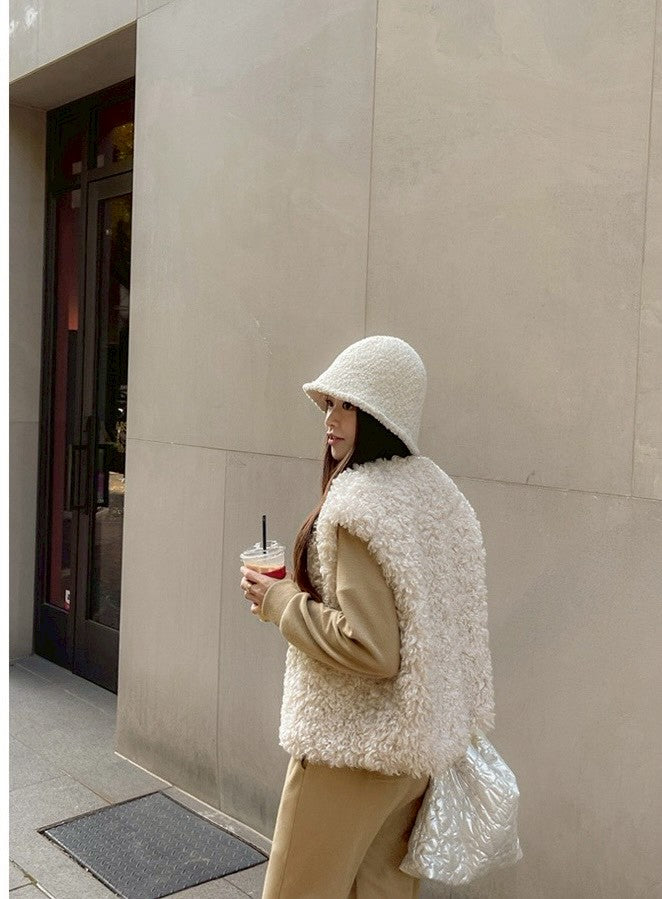 25Dec. 圈圈軟羊羔寬鬆馬甲外套