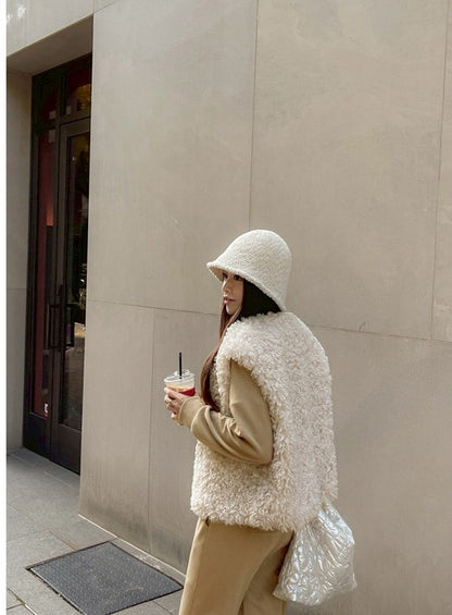 25Dec. 圈圈軟羊羔寬鬆馬甲外套