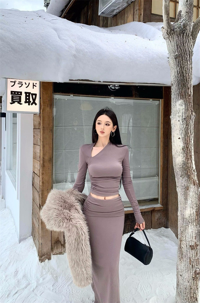 26Jan. 好身材有氧2.0不規則設計感休閒褲/半身裙套裝 卡灰