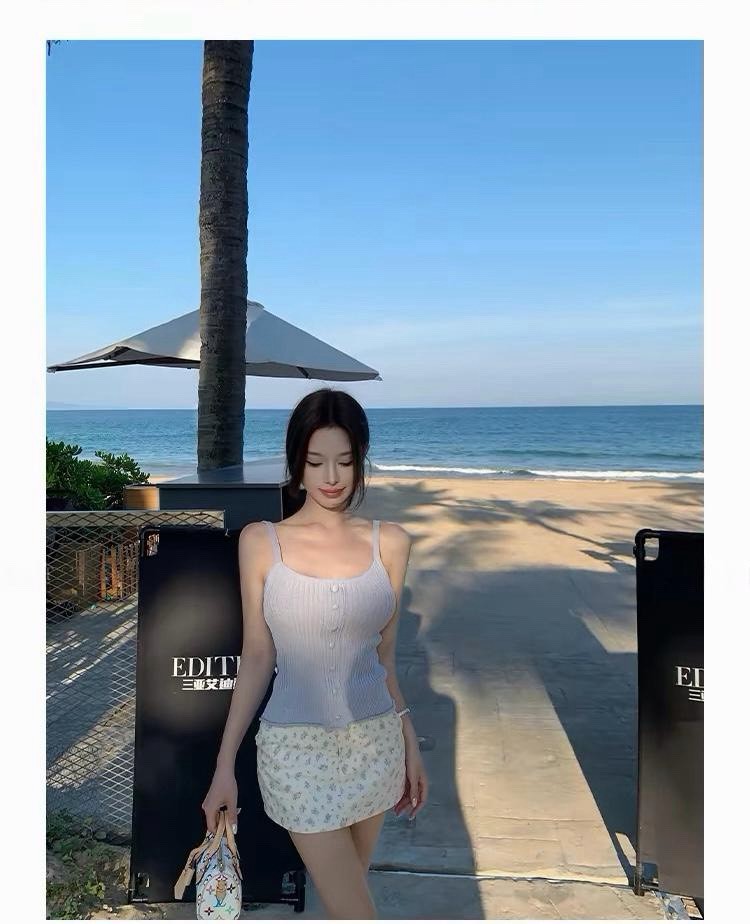 26Jul. 芋泥蛋糕捲邊設計感針織背心