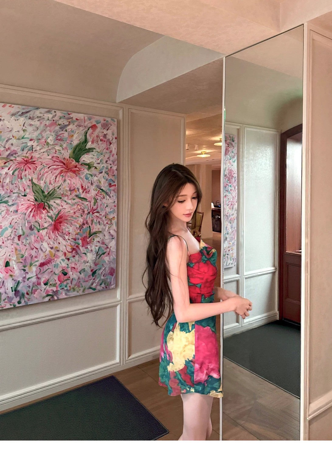 26Jul. 歐美時髦印花渡假小短裙