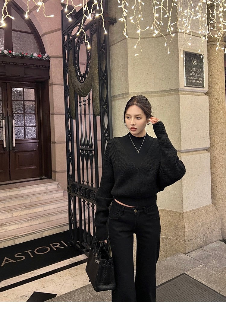 Mar. 保加麗人半高領五分袖上衣 黑