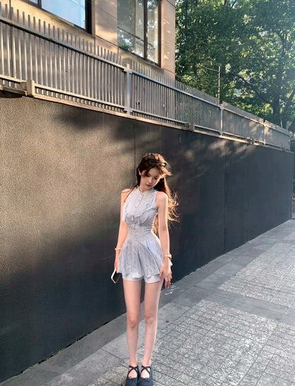 25Aug. 蒂絲學姐條紋修身收腰背心短褲套裝