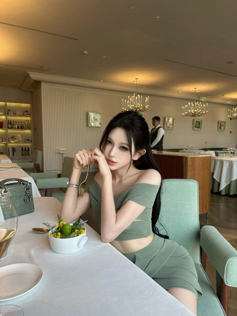 26Jun. 性感指標小巴繃帶針織美學套裝 綠