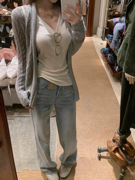 25Nov. 針織Sofe哲學百搭麻花針織開衫 灰