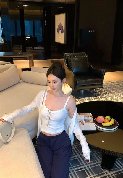 26Jan. 低調穿出好身材居家系列背心外套2件組 藏藍抽繩休閒褲