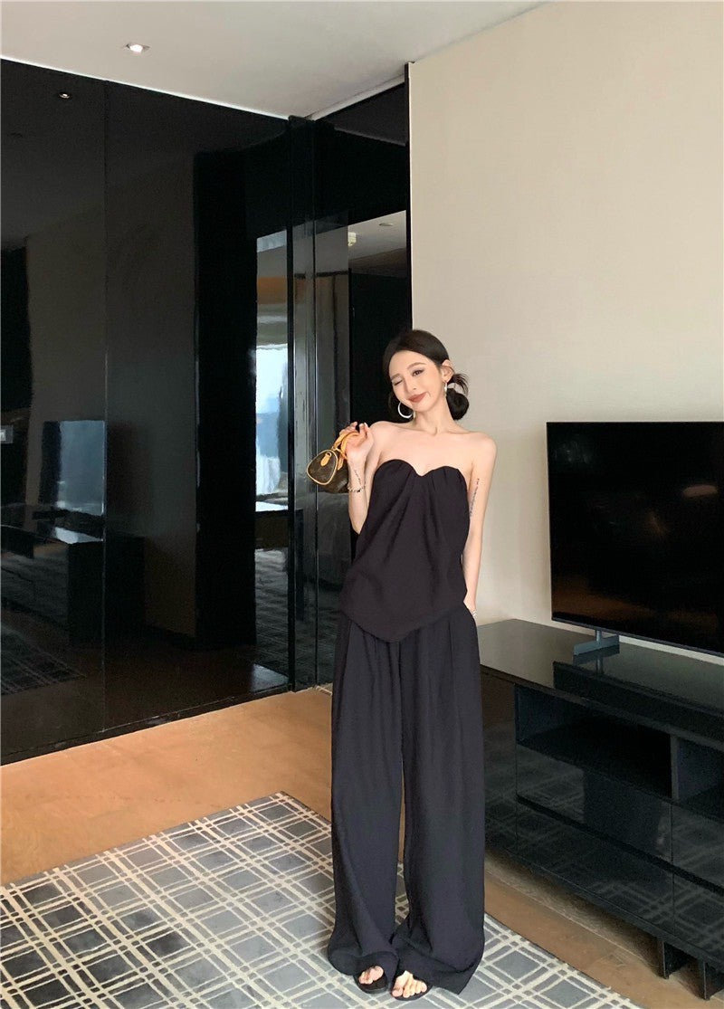 Jun. 簡約老錢調 慵懶設計感2版型上衣 寬鬆休閒褲 黑色