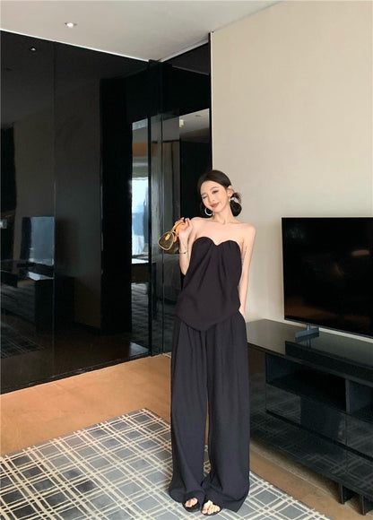 Jun. 簡約老錢調 慵懶設計感2版型上衣 寬鬆休閒褲 黑色