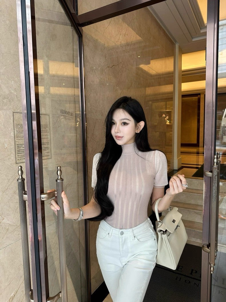 25Aug. 夢幻Franc*高奢時尚豎條感上衣 粉