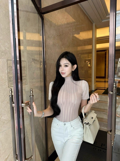 25Aug. 夢幻Franc*高奢時尚豎條感上衣 粉