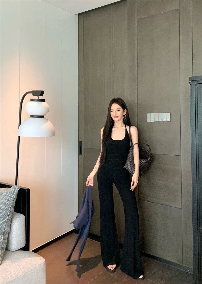May. Lulu休閒垂垂 美式修身背心休閒褲套裝 黑/灰 黑色開衫