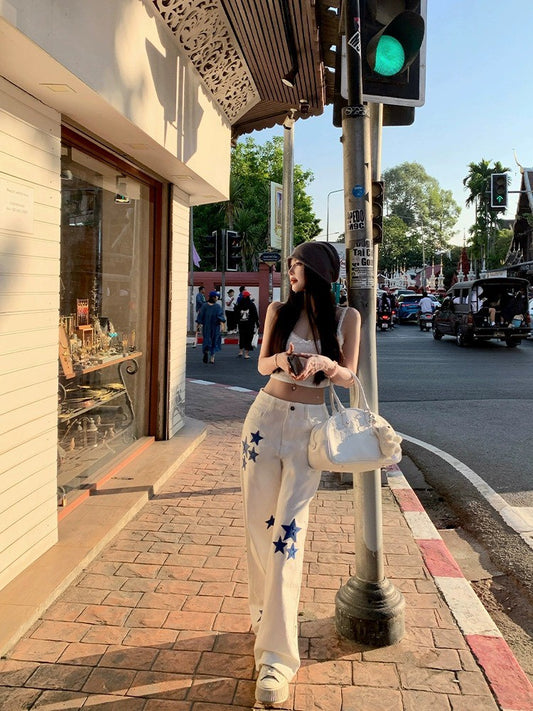 26Apr. 克羅假日 時髦星標白色牛仔褲