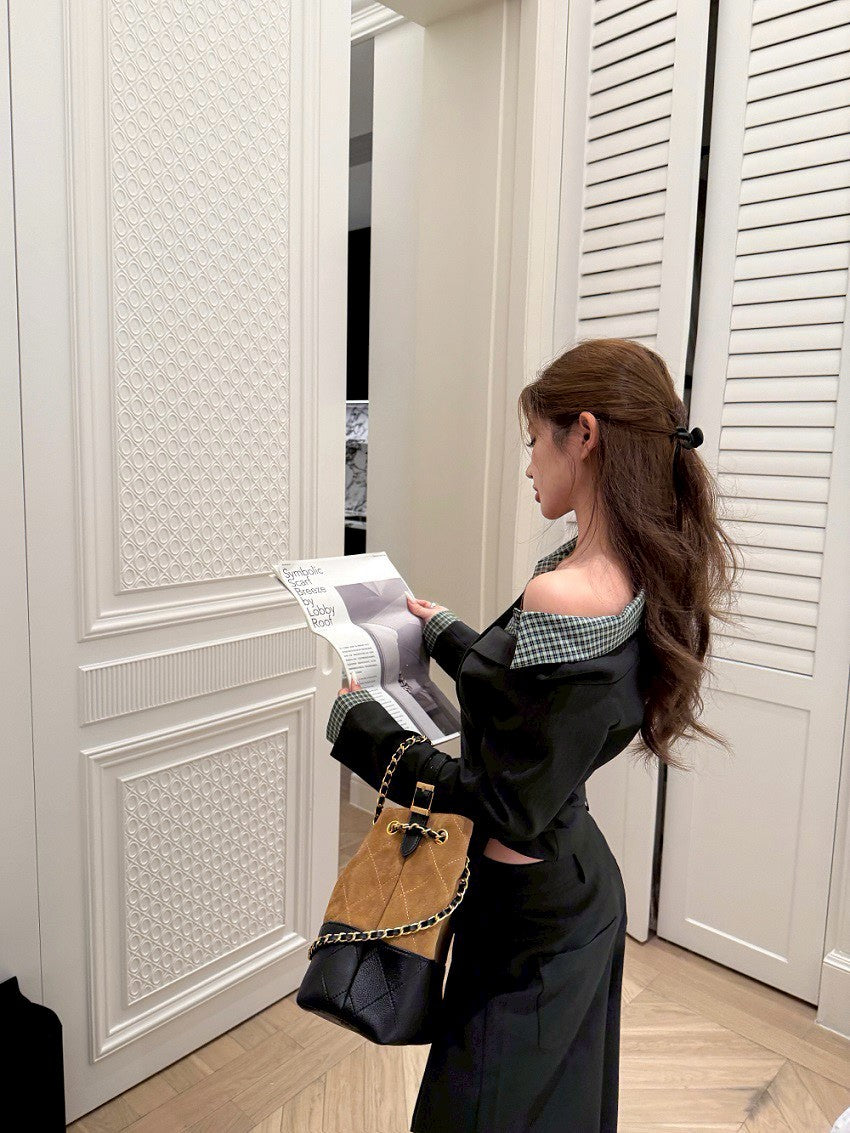 25Dec. 時髦official斜裁假兩件襯衫 西裝闊腿褲