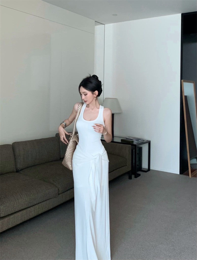 25Aug. 遮小腹瘦瘦工字背心裙（繫帶另附）白/黑