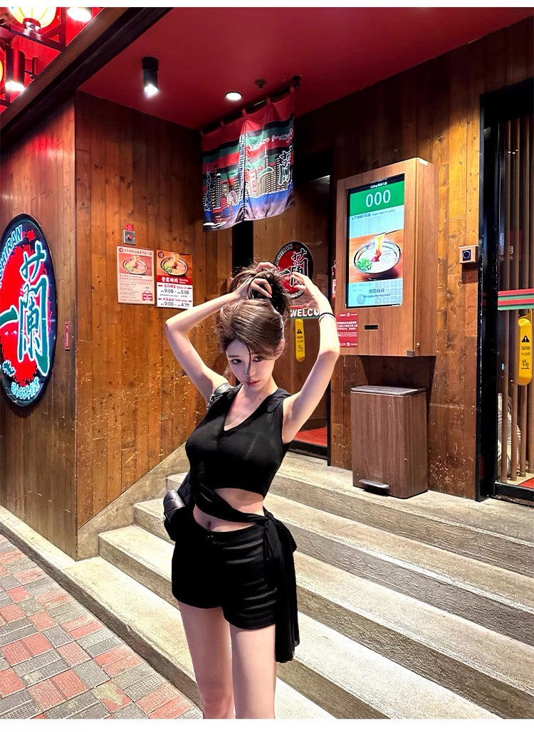 25Jul. 韓女性感純欲綁帶縷空V領背心