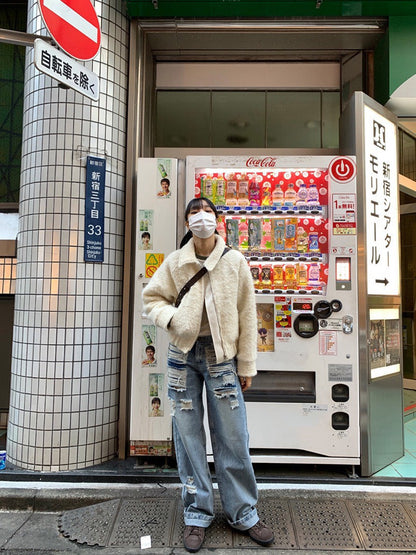 26Oct. 韓素希機場私服 復古手勾絲破洞牛仔褲 牛仔藍/黑色