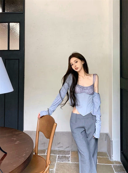 25Jul. 純欲甜妹 宮廷褶皺馬甲背心 空調開衫