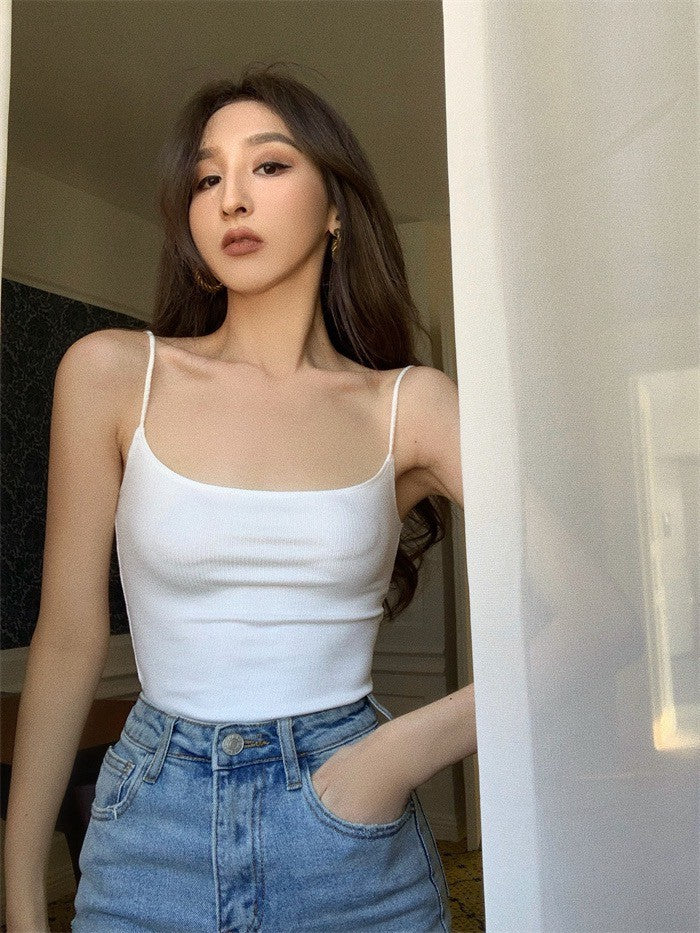 25Jul. 基礎版型 超好搭歐美低領螺紋背心 白/黃