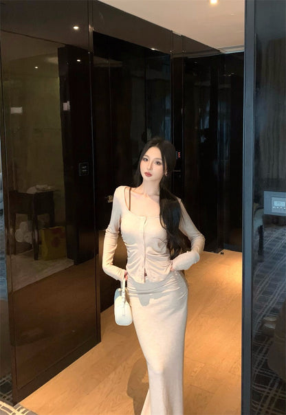 25Nov. 溫柔許妍氛圍休閒半身長裙套裝