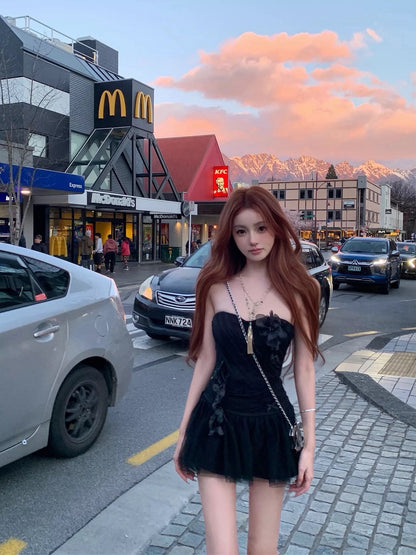 26Apr. 捕夢少女 少女層次感花紗抹胸套裝 黑