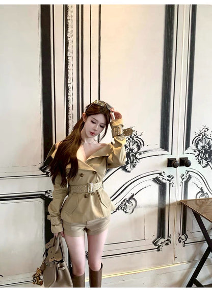 25Oct. 經濟上美學MAR*GONG雙排扣風衣外套套裝 卡其色